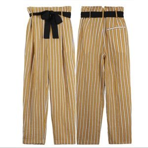 FRNCH Yellowish Tan Trousers with White Stripes
